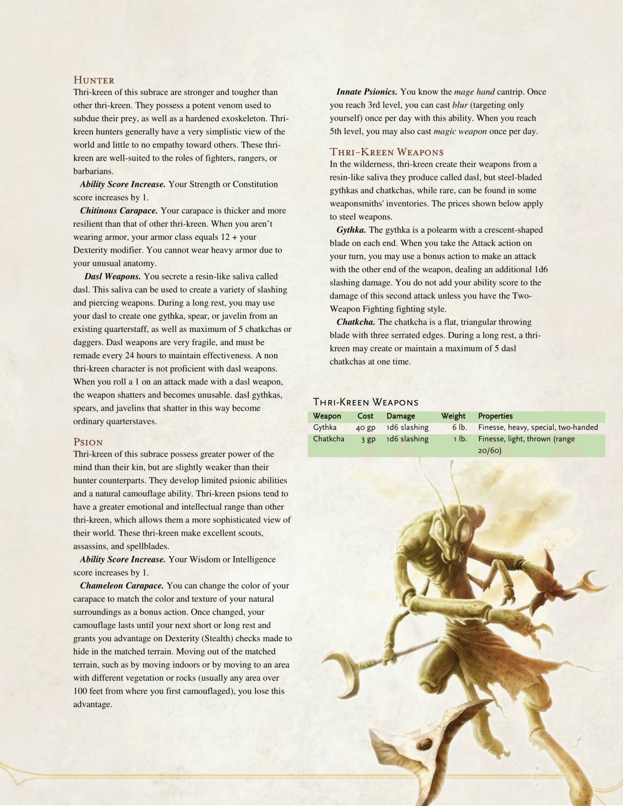 DnD 5e Homebrew — Thri-Kreen race by The Middlefinger of Vecna