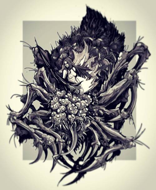 devlinart:Commission of Chaos witch Quelaag. #darksouls #ink...