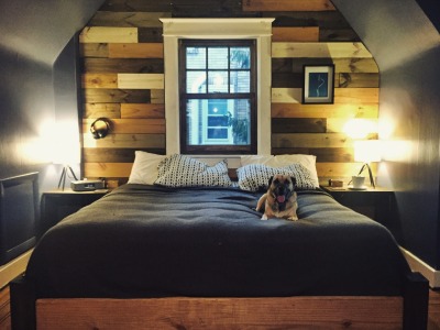 Bedroom renovated with an accent wall