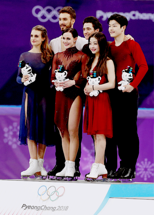 olympicsdaily:ice dance medalists pose on the podium during...