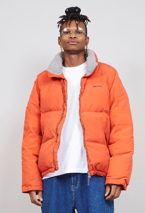 tommy hilfiger orange puffer jacket
