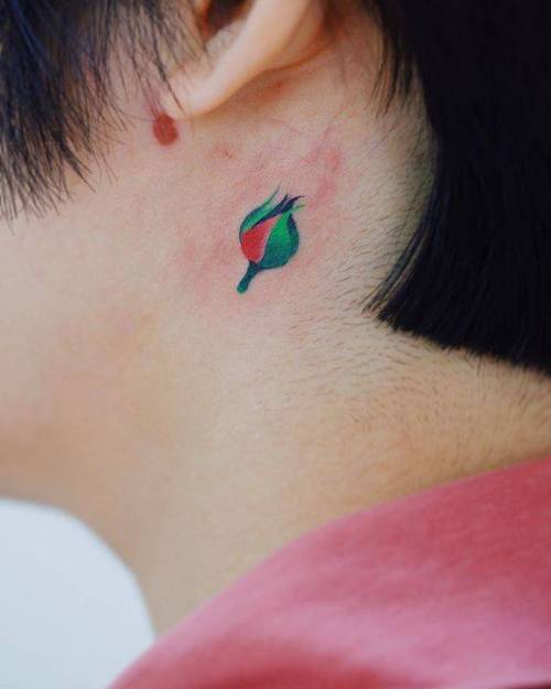 By Zihee, done in Seoul. http://ttoo.co/p/134630 flower;small;flower bud;micro;contemporary;tiny;ifttt;little;zihee;nature;behind the ear;illustrative