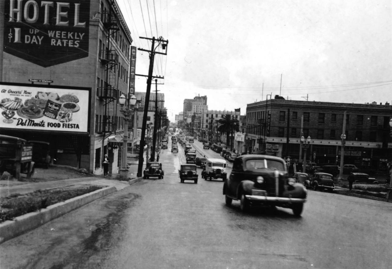 Figueroa Street, Los Angeles, 1938  Yesterday's Print