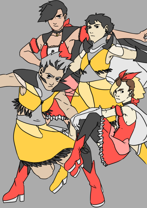 pekgna:I drew Kuroo, Bokuto, Akaashi and Kenma as magic girls...