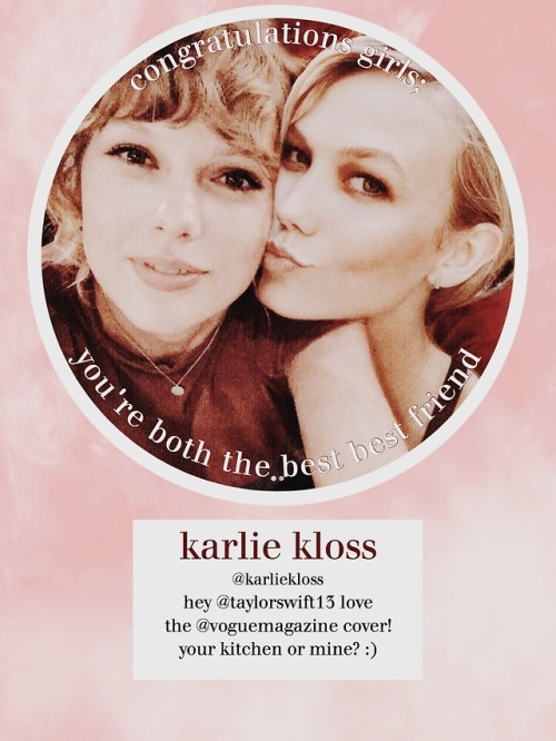 jumpthensfall:——> karlie kloss x taylor swift.t: my favourite...