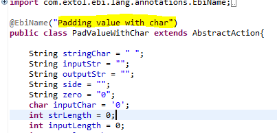 Cleo Clarify JAVA program to pad string values