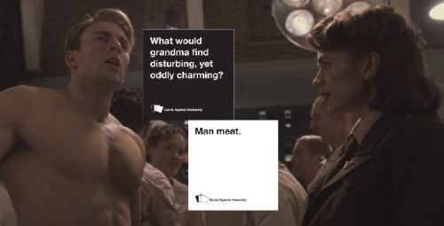 ssoulpunks:steve rogers + cards against humanity (insp.)