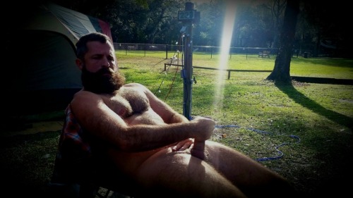 trail-exhibitionist:Stroking by the tent. Reblog me!Fuck...