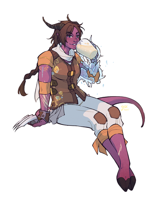 A shaded commission of the client’s tiefling monk, the dazzling brawler Chleo! I’ve drawn her before, earlier on in the...