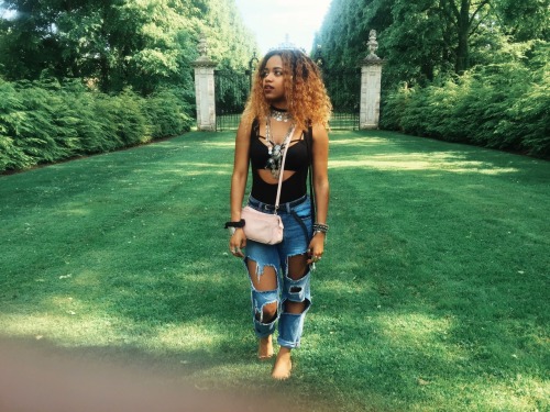 rippedjeans blackgirlmagic haitian goddess blonde hair curls braids dreads gypsy ethnic