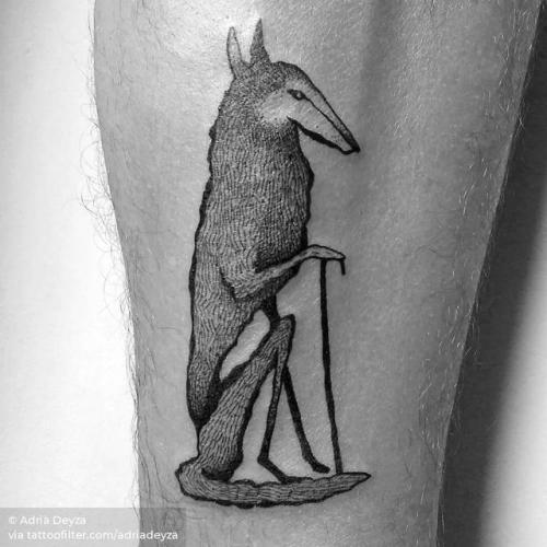 By Adrià Deyza, done at Unikat Tattoos, Berlin.... calf;animal;adriadeyza;facebook;blackwork;twitter;wolf;medium size;illustrative