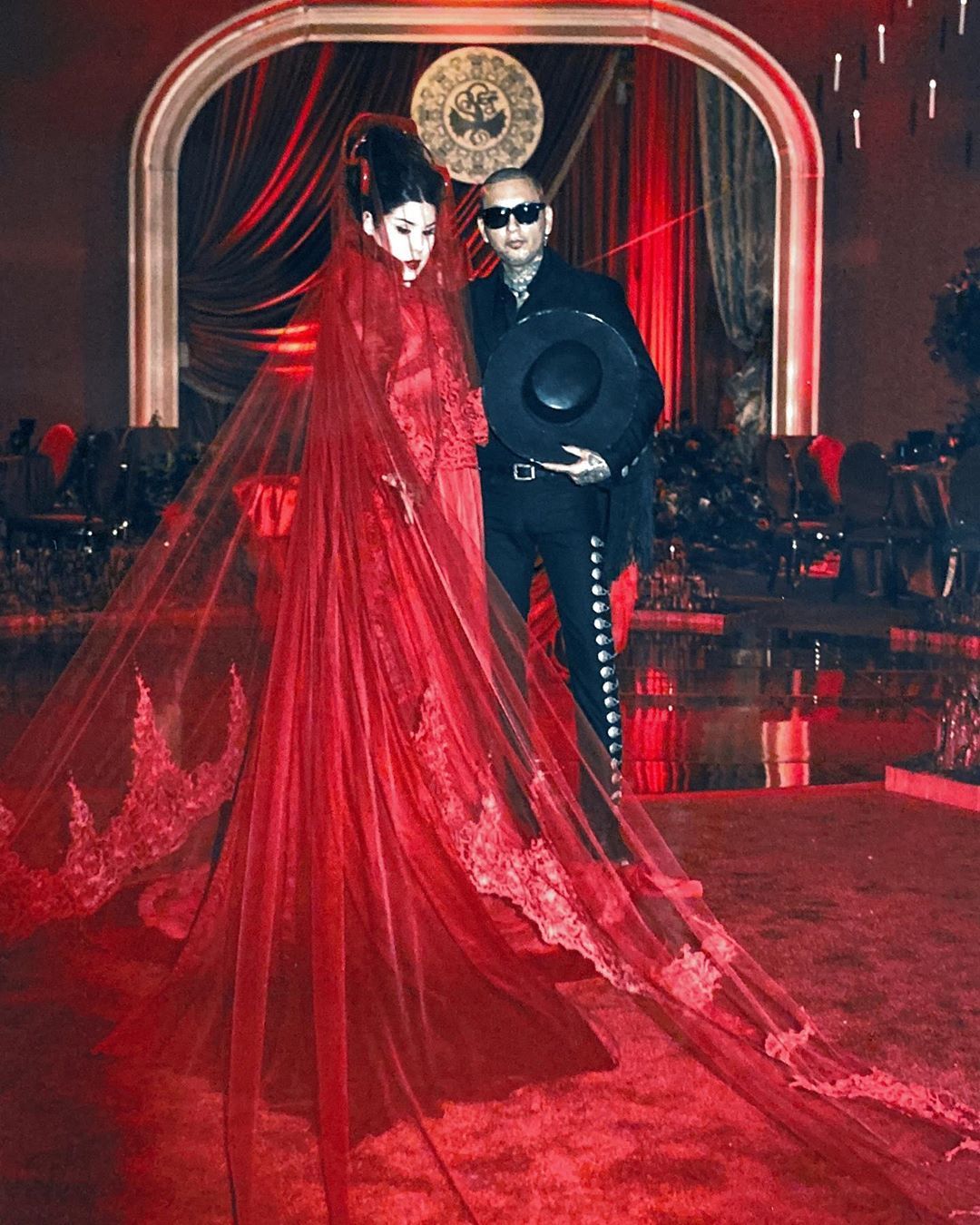 Kat Von D marries Rafael Reyes in a red Kat Von D's Red Wedding Dress....