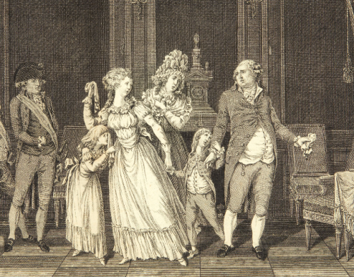 Detail from an engraving depicting Louis XVI bidding farewell to his family, circa late 18th century.  [credit: AuctionArt - Rémy Le Fur & Associés]