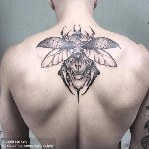 By Vaigirdas Kofy, done in Vilnius. http://ttoo.co/p/28304 vaigirdas kofy;insect;big;animal;facebook;blackwork;upper back;twitter;beetle;illustrative