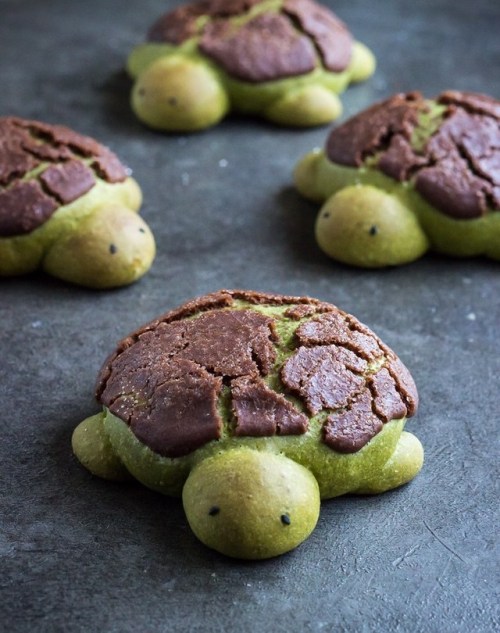 nae-design:Matcha milk bread turtles withchocolate dutch...