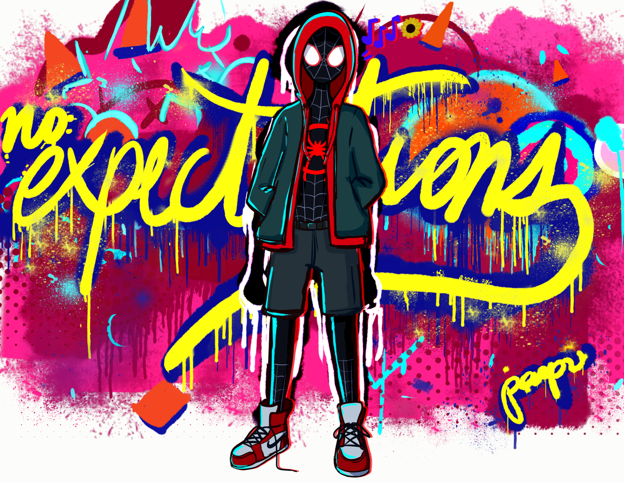 47 Spider Man Into The Spider Verse Expectations Graffiti Wallpaper