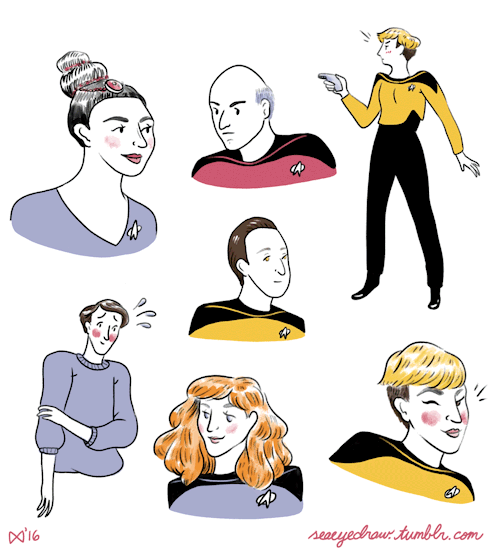 seaeyedraw:some TNG doodles to express my newfound obsession.