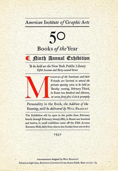 Will H. Bradley, Program, 1931. 50 Books of the Year, Ninth…