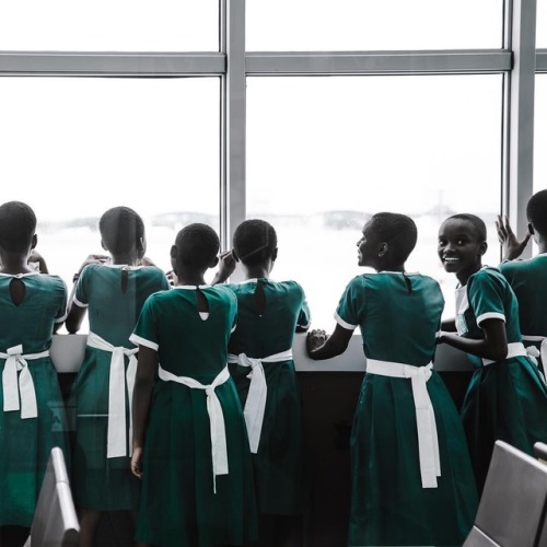 forafricans:Schoolgirls wait for their flight at Kotoko...