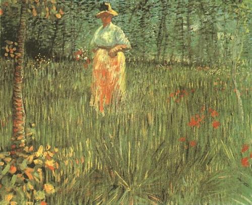 artist-vangogh:A woman walking in garden, 1887, Vincent van...