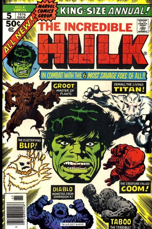 comicbookcovers:Hulk Annual #5, October 1976, Pencils: Jack...