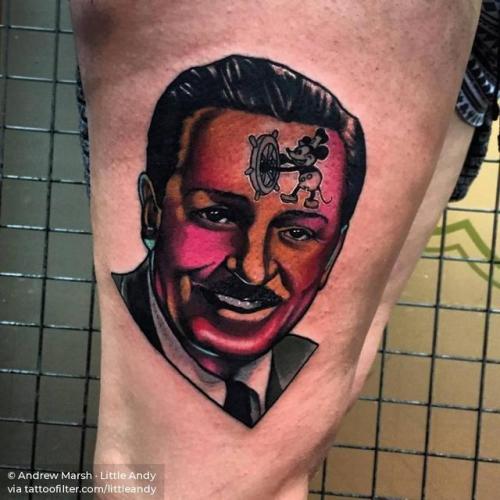 By Andrew Marsh · Little Andy, done at Church Yard Tattoo... walt disney;patriotic;big;contemporary;united states of america;character;thigh;facebook;twitter;pop art;portrait;littleandy
