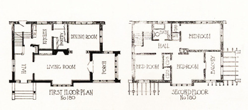 vintagehomeplans:United States, 1912: #180A two-story house...