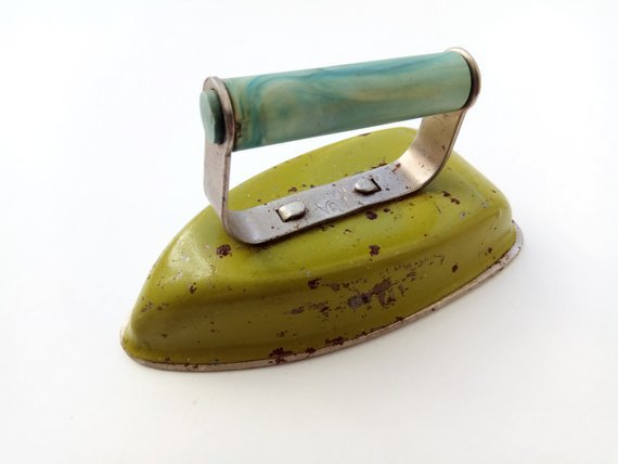 Vintage green toy iron