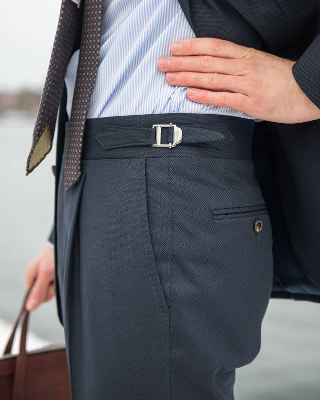 SUIT & STYLE — Single pleated trousers with side adjusters from...