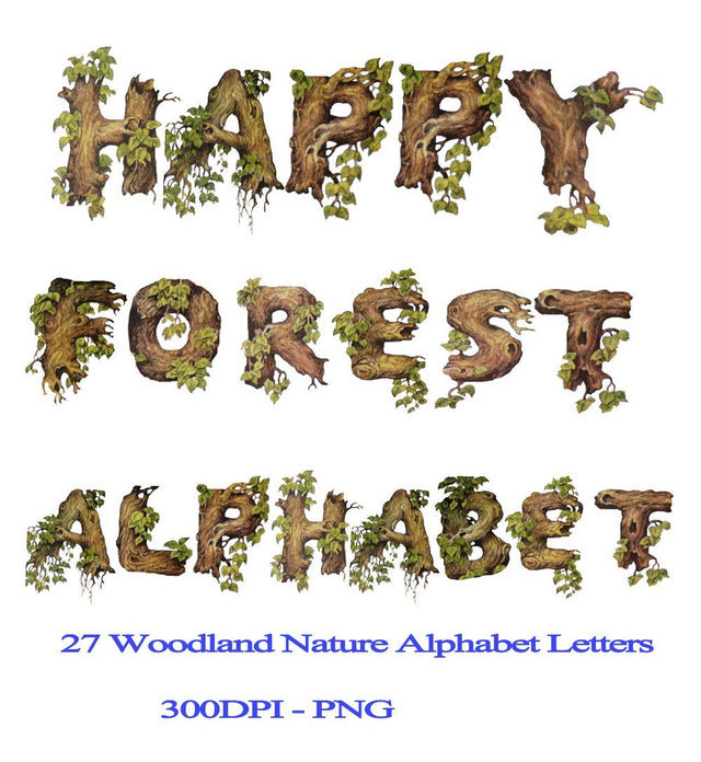 bright stickers woodland nature alphabet letters digital letters