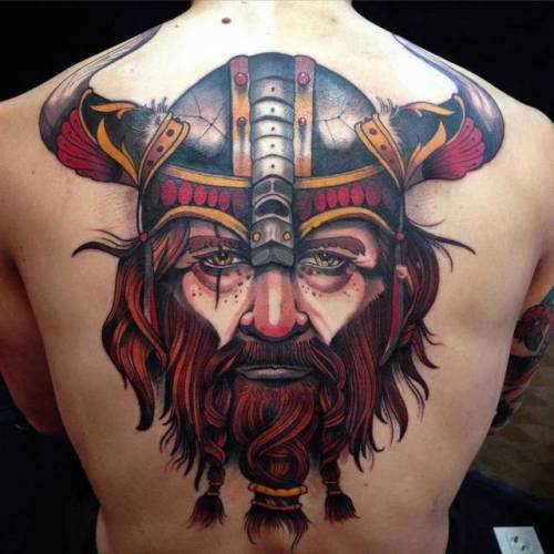 By Shio, done at Blessed Tattoo, Zaragoza.... shio;viking;big;back;facebook;twitter;other;neotraditional