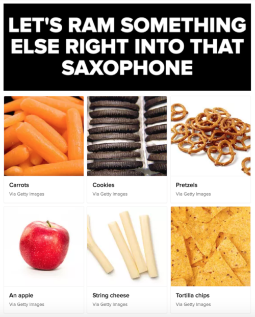 weirdbuzzfeed:Stuff A Bunch Of Food Inside A Saxophone To See...