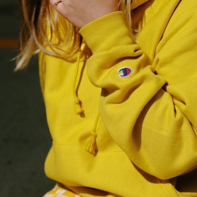 yellow champion hoodie girls