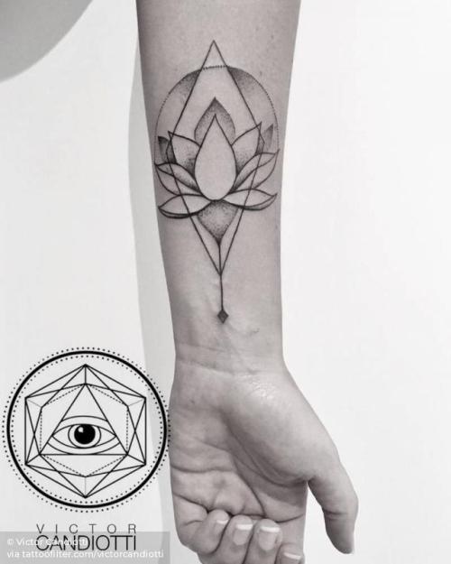 By Victor Candiotti, done at Steel of Doom Tattoo, Barcelona.... flower;victorcandiotti;lotus flower;line art;facebook;nature;blackwork;twitter;inner forearm;medium size;hindu;religious