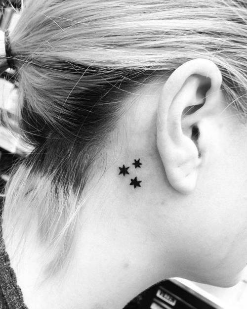 By Wicky Nicky, done at Moon Sheen Tattoo, Manhattan.... small;harry potter book stars;astronomy;micro;harry potter;wickynicky;tiny;ifttt;little;behind the ear;star;minimalist;film and book
