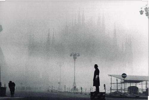 Milan Cathedral shrouded in fog.