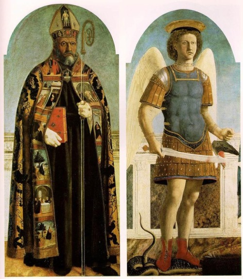 artist-francesca:St. Augustine and St. Michael, Piero della...