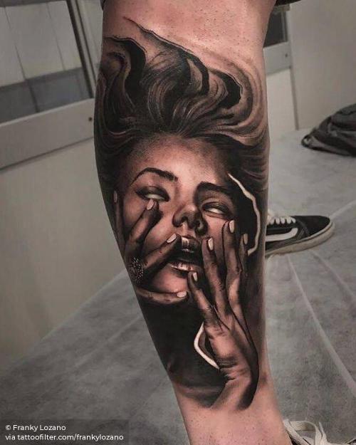 By Franky Lozano, done at Mulafest Madrid Tattoo Convention... big;black and grey;calf;facebook;frankylozano;other;portrait;twitter;women