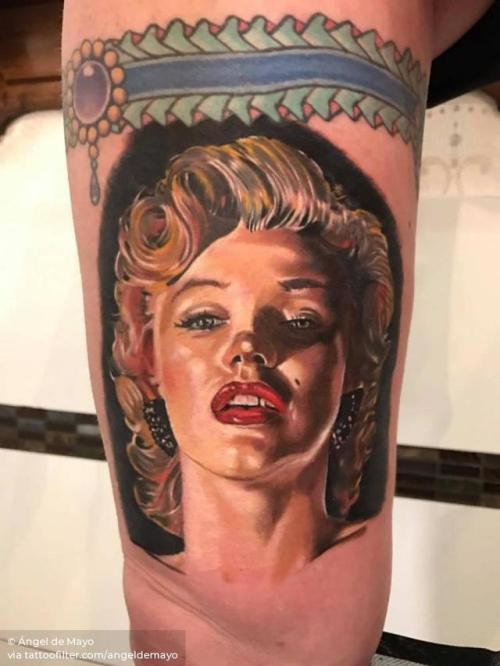 By Ángel de Mayo, done at Ángel de Mayo Tattoo, Alcalá de... angeldemayo;music;patriotic;big;women;united states of america;character;thigh;facebook;marilyn monroe;realistic;twitter;portrait;other