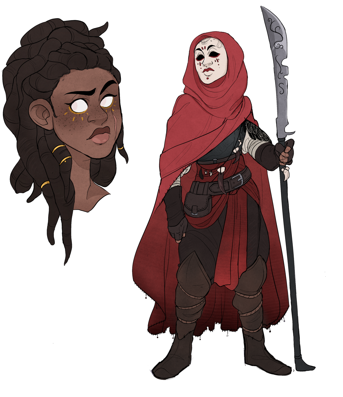 Full design for my scourge assimar bloodhunter Nina. 
