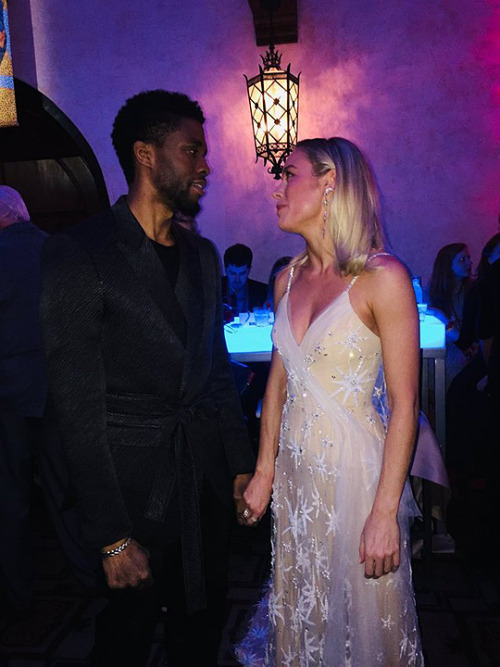 marvelheroes:Chadwick Boseman and Brie Larson at the Captain...