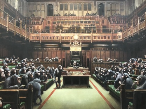 graffitilanes:Devolved Parliament by Banksy. Bristol Museum....