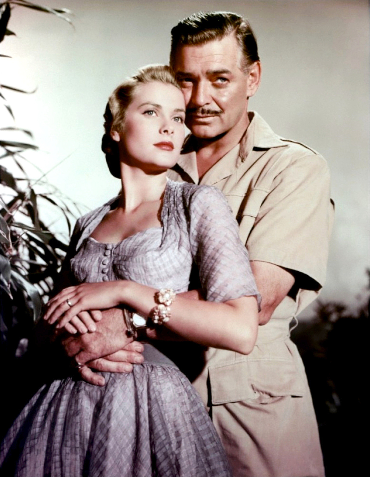 Grace Kelly and Clark Gable in a publicity photo for Mogambo (John Ford, 1953) a remake of Red Dust (Victor Fleming, 1932) which also starred Clark Gable