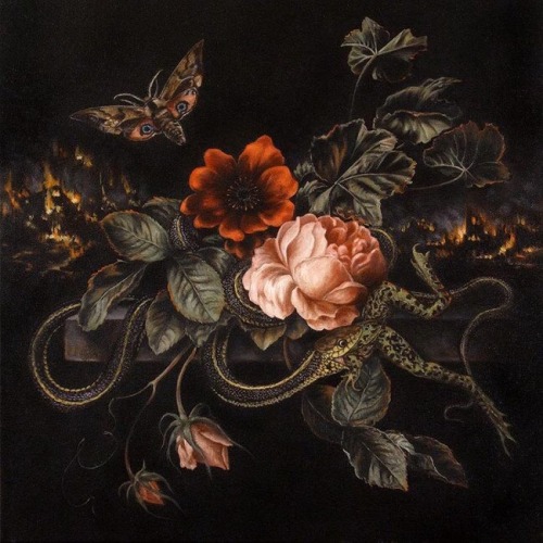 starxgoddess:Jared Joslin, Floral Still Life with a Snake Eating...