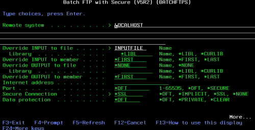 EXTOL BATCHFTPS Command utilitizing IBM Digital Certificate Manager