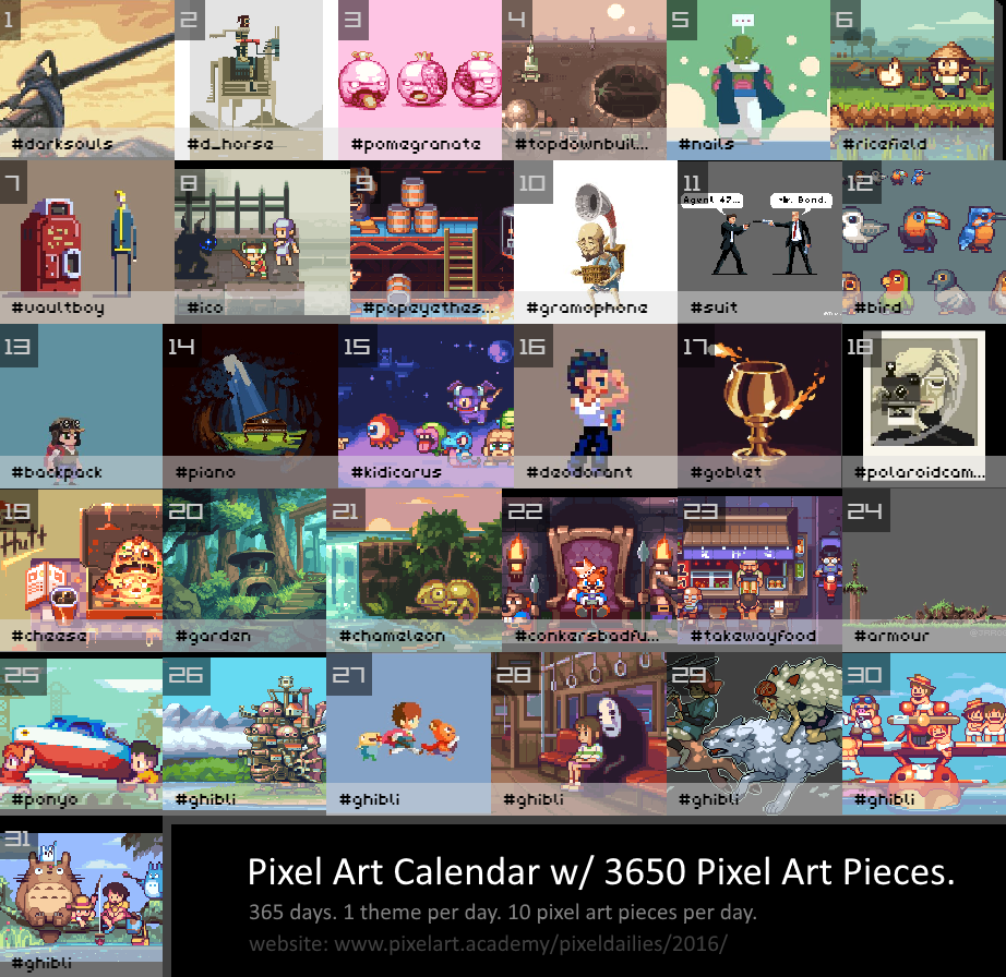 PixelArtus — Pixel Art Calendar w/ 3650 Pixel Art Pieces.