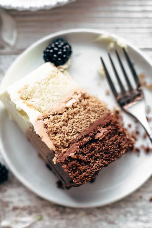 fullcravings:Triple Chocolate Ombre Cake