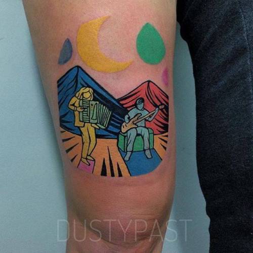 By Eugene Nedelko · Dusty Past, done at Redberry Tattoo Studio,... eugenenedelko;contemporary;thigh;facebook;twitter;pop art;medium size;illustrative