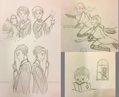 lethe-the-oblivious:Journey Hogwarts AU 1) Look at them young...