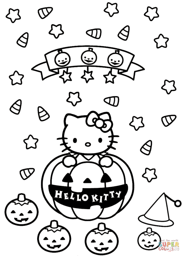 Hello Kitty Pumpkin Coloring Page 55  File for DIY T shirt Mug